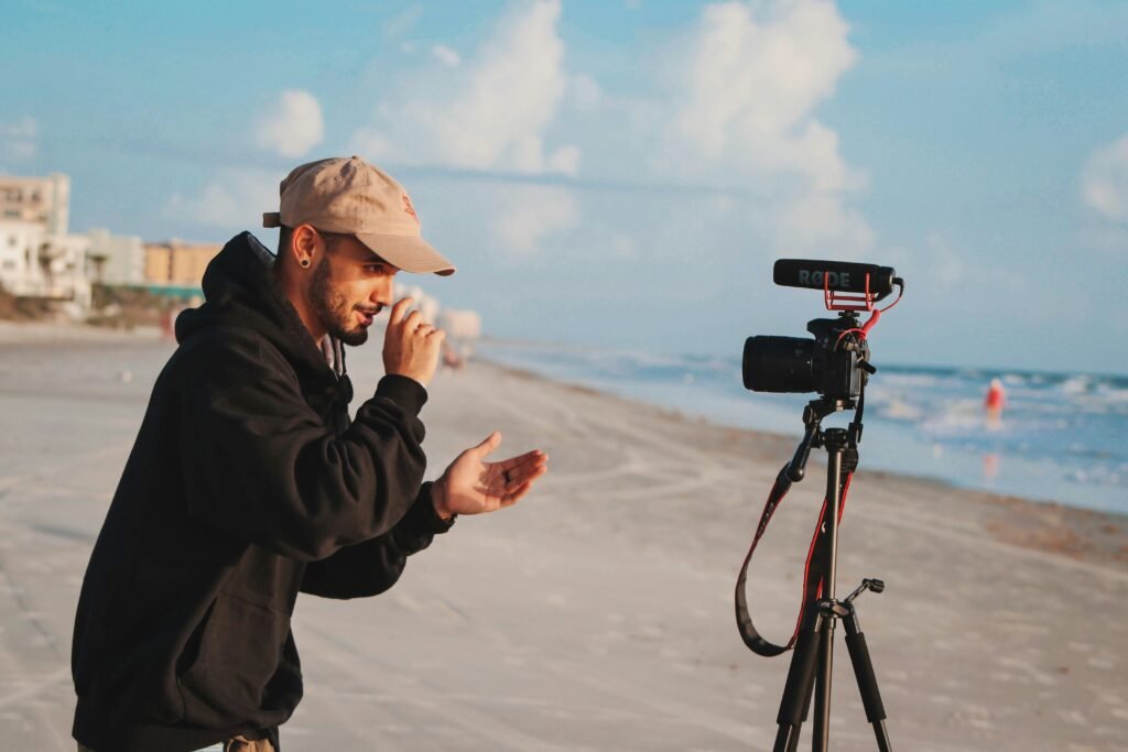 a man is creating contents as his side hustle